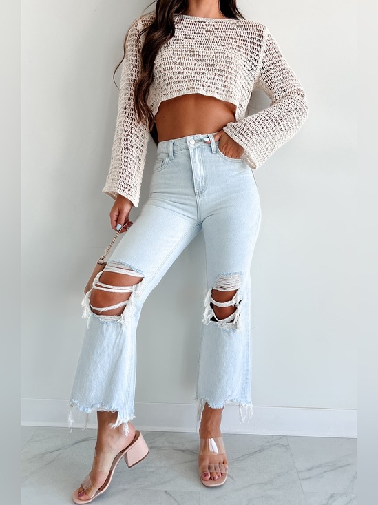 Vervet Denim - NWT Vervet Flying Monkey High Rise Crop Flare Jeans Light Wash Size 28